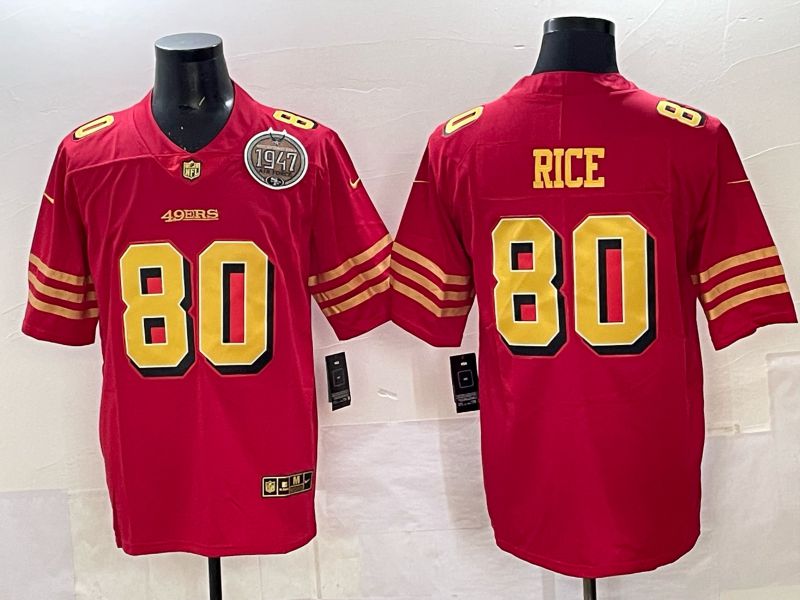 Men Nike San Francisco 49ers 80 Rice Red Limited NFL 2025 Jersey 0024